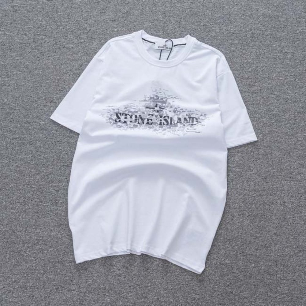 Stone Island Institutional Two Print White T-Shirt